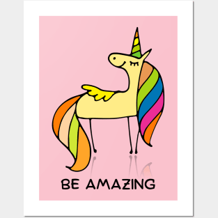 Cute Unicorn Rainbow Lover Tshirt gift Be Amazing Posters and Art